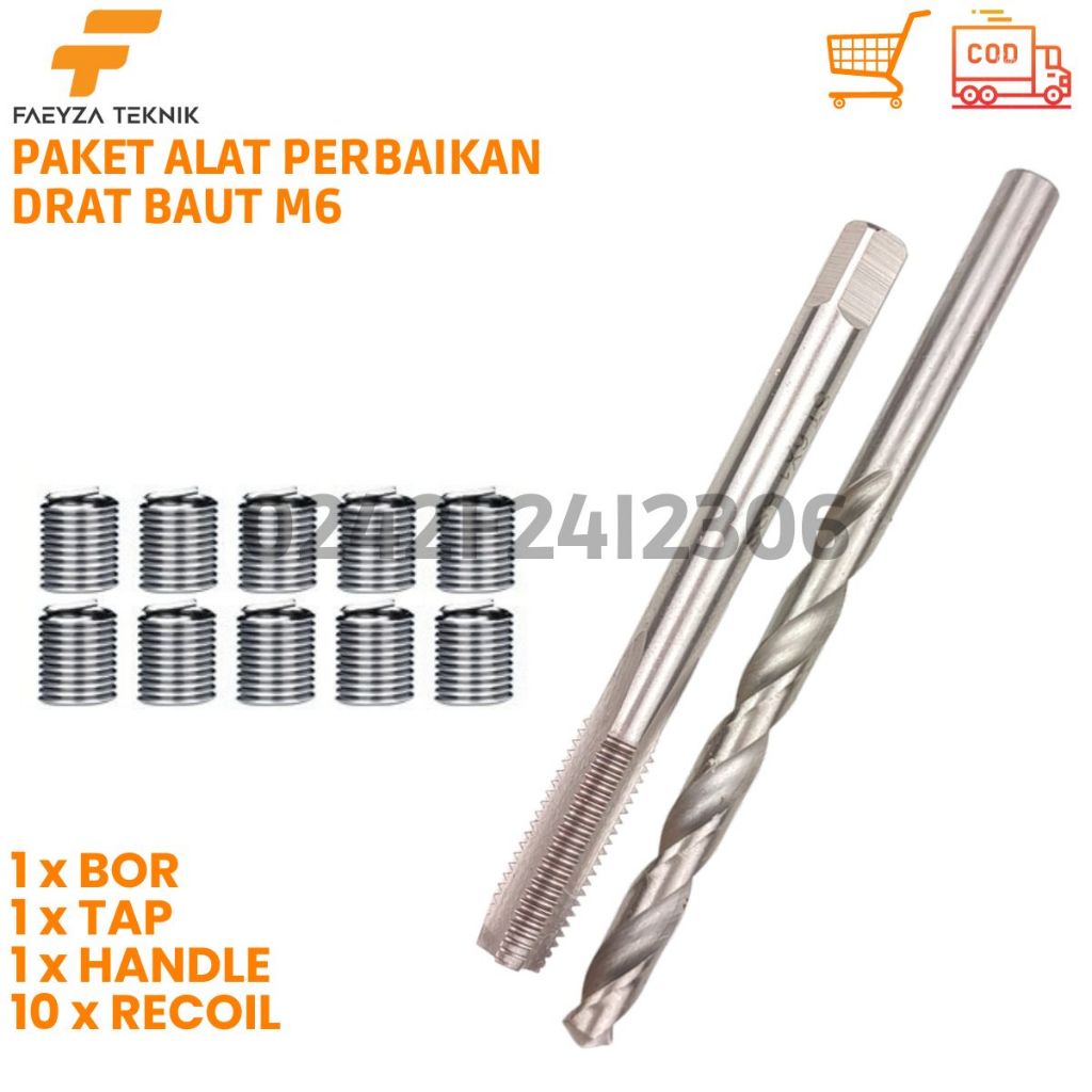10pcs Recoil M6 Bolt Thread Repair Tool Package Drill Tap Set Bolt ...