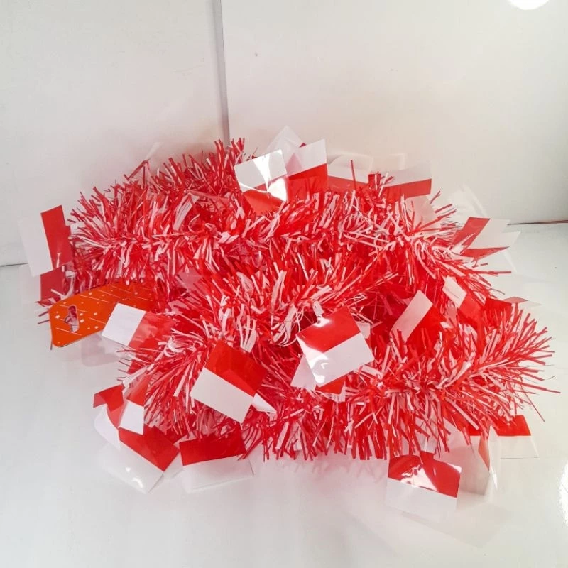 Sliger Tinsel Merah Putih Hiasan 17 agustusan Sliger Tinsel Rumbai Hiasan Bendera Merah Putih Isi 1pcs - Gambar 2