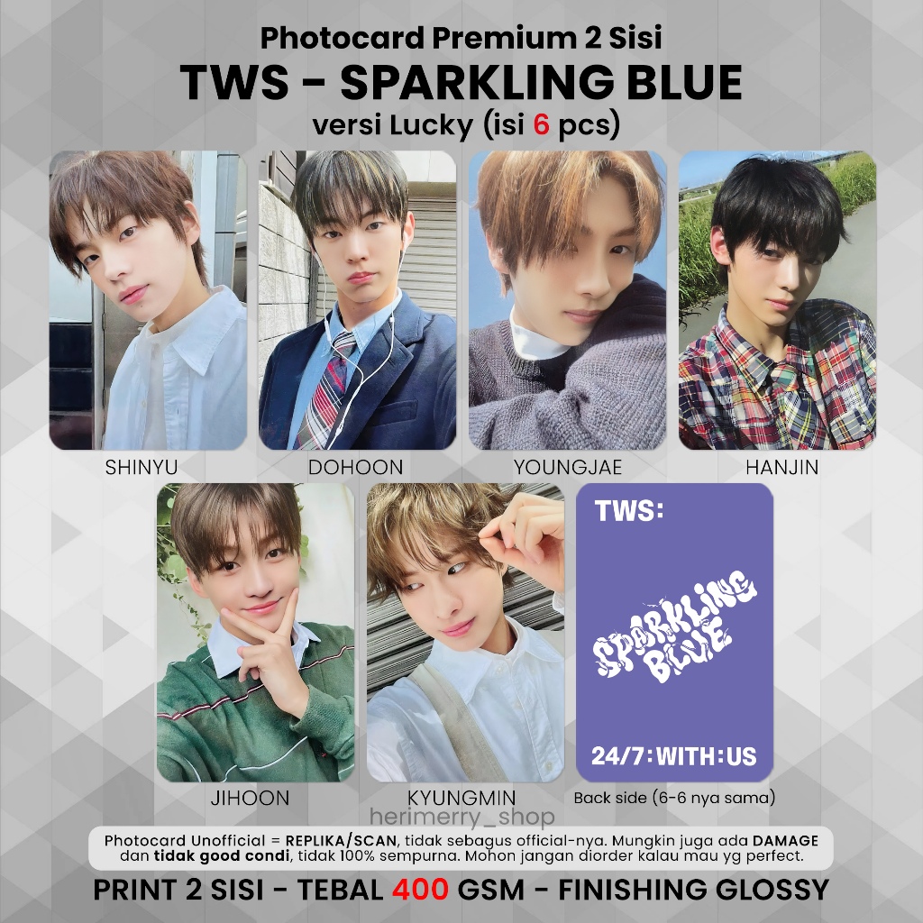 6 PCS) TWS SPARKLING BLUE Photocard - Premium PC 2 Sides