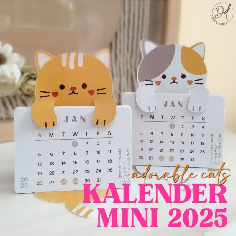 2025 Aesthetic Desk Calendar Adorable Cat Shopee Singapore