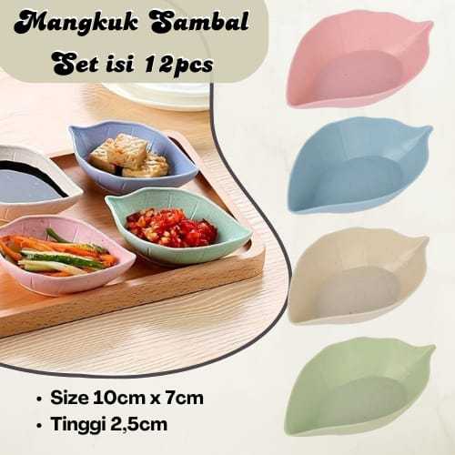Dreamyhouse SOUVENIR PERNIKAHAN MANGKOK DAUN SET ISI 12PCS TEMPAT SAMBAL KECAP IMPOR HIGH QUALITY