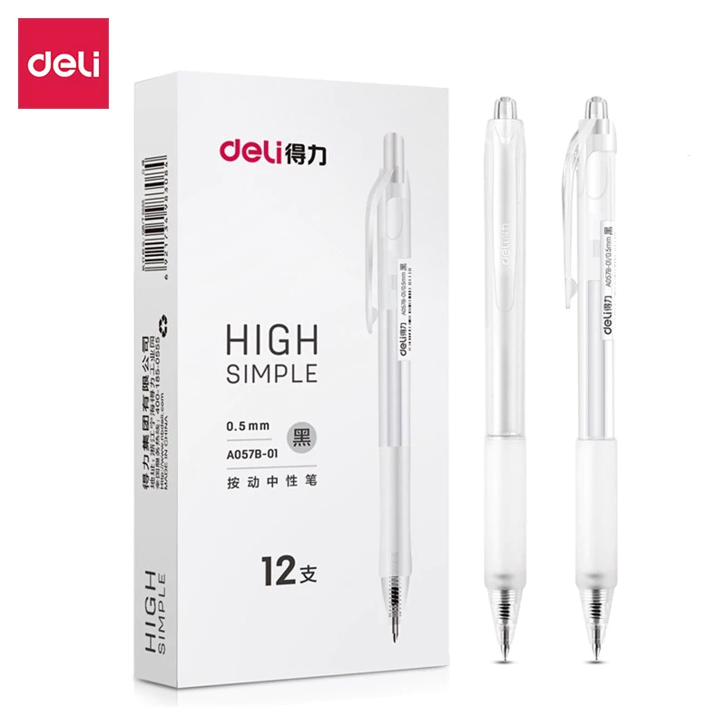 Deli Gel Pen Pulpen Gel Retractable Tinta Hitam 0.5mm A057B-01 1 pcs - Gambar 2