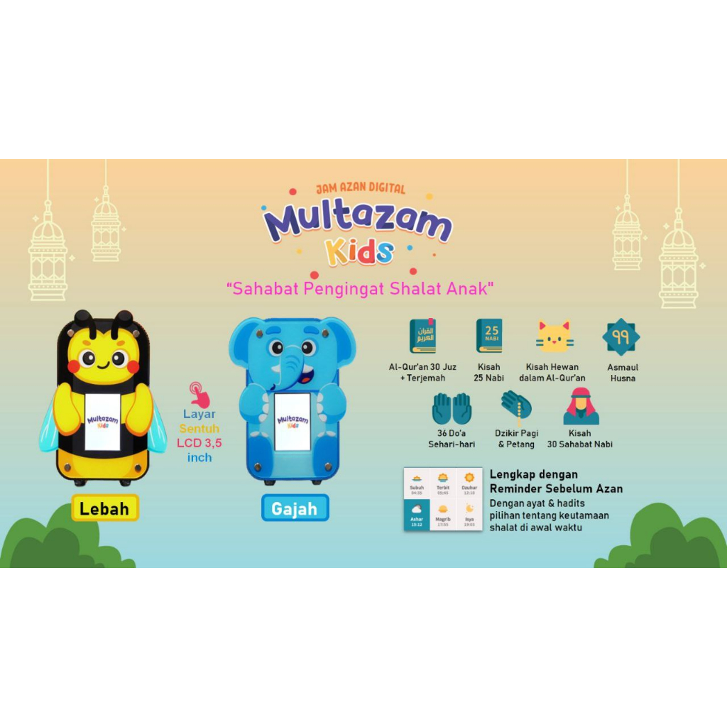 Multazam Kids Clock (children's prayer time reminder) | Shopee Singapore