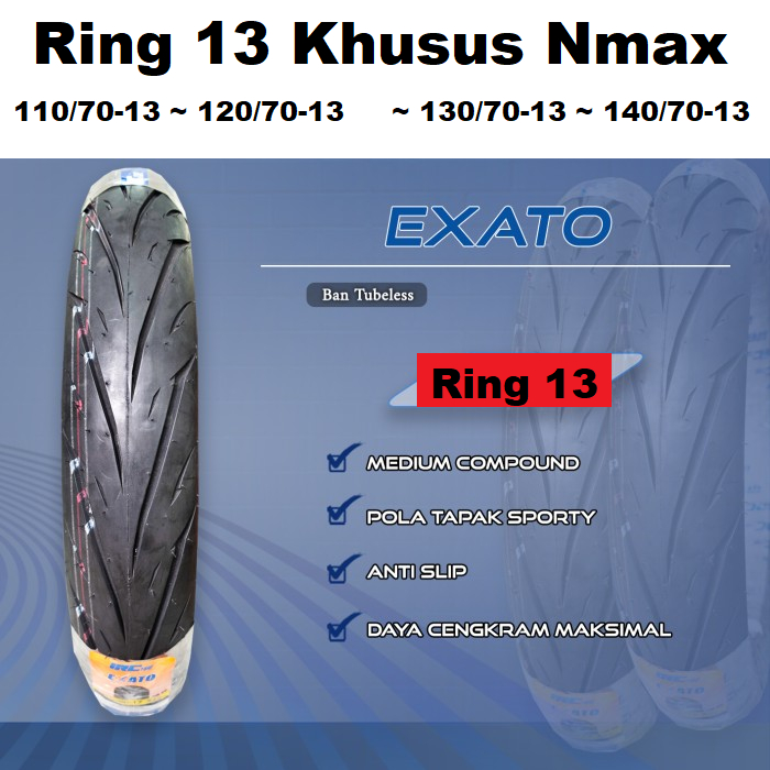 R13 IRC Exato 110 120 130 140 Tubeless Outer Tire Nmax Ring 13