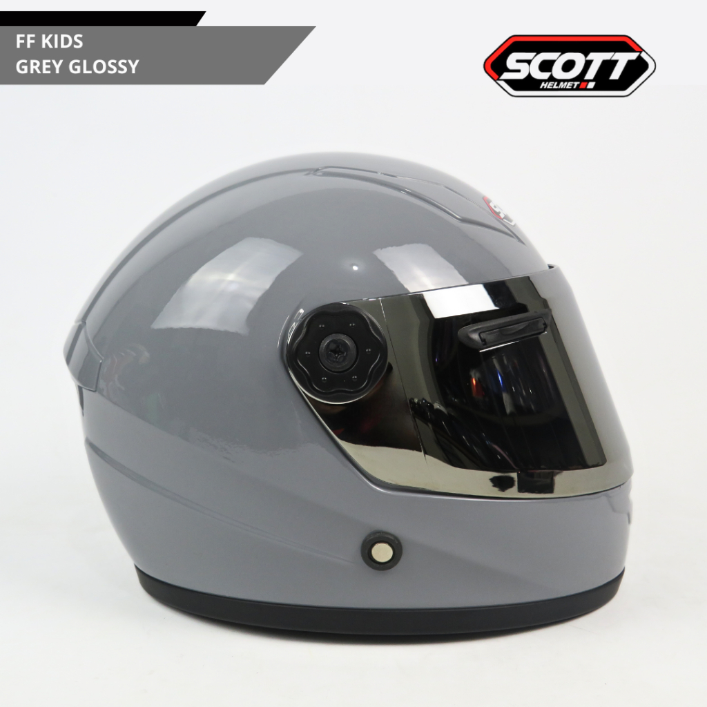 Scott - Helm Anak Full Face FF Kids J-1 SNI / Grey Plain Glossy - Gambar 2