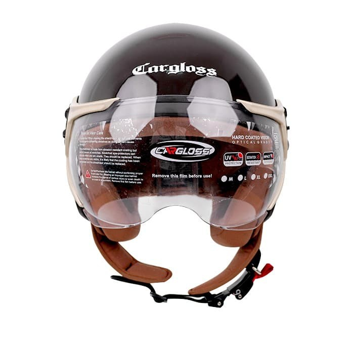 Cargloss YRH Hijab Retro Helm Half Face - Espresso Brown - Gambar 4