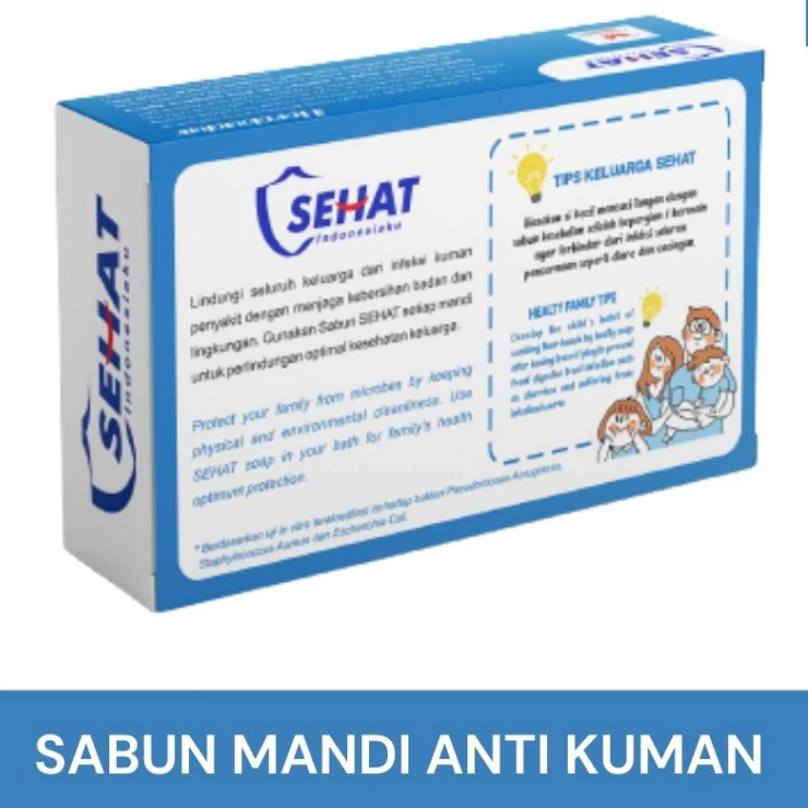 SEHAT PERISAI BLUE INDONESIAKU 70GR - Sabun Mandi Batang Antiseptik (LOVE) - Gambar 2