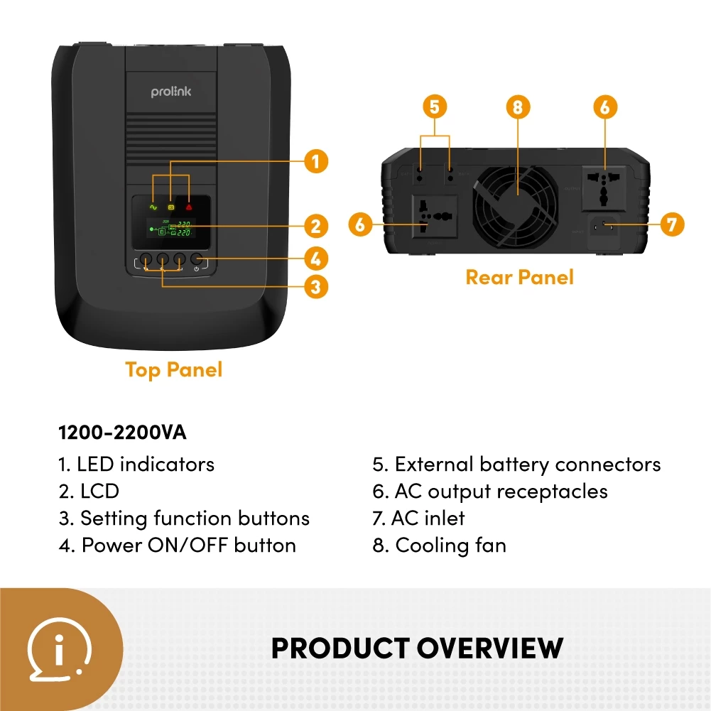 Prolink 1200VA Power Inverter l Simulated Sinewave - Gambar 3