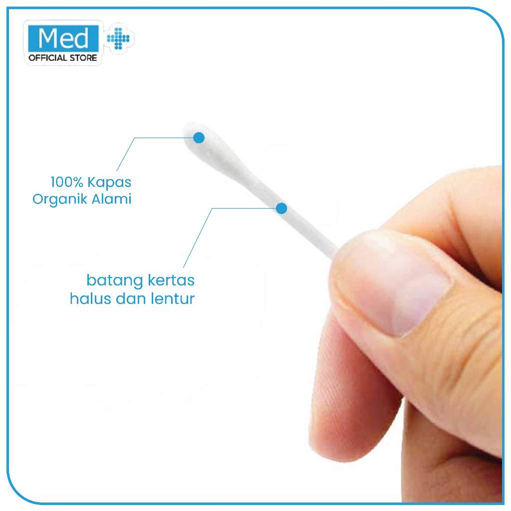 Med+ Cotton Bud Korek Kuping Kapas isi 100pcs Dewasa / Baby Anak Kecil - Gambar 4