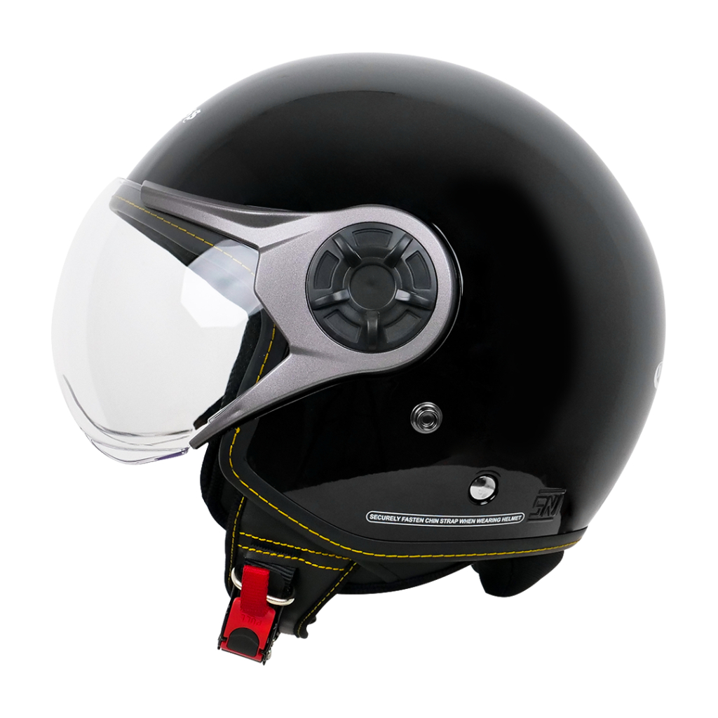 Cargloss YRM Helm Half Face - Deep Black Glossy - Gambar 2