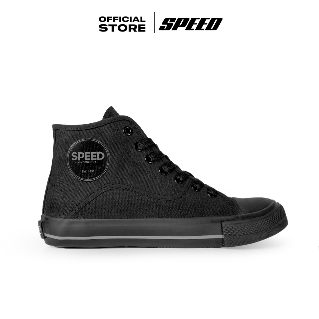 Speed - Retro Hi Hitam Hitam - Sepatu Sneakers Kanvas Anti Slip Pria Wanita
