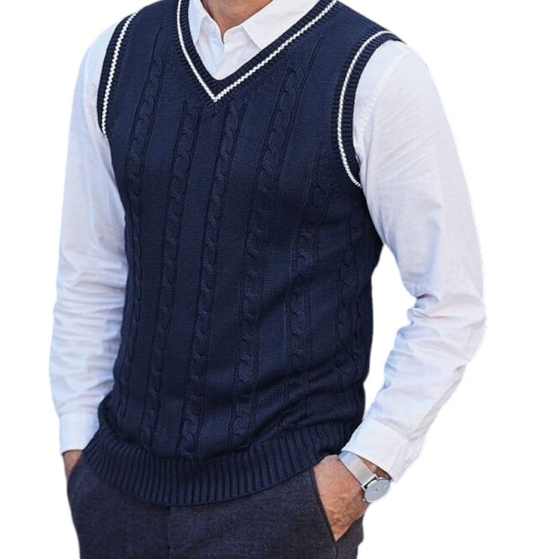 Top Grade New Knit Pullover Sleeveless Sweater Vest Men V-Neck Sleeveless