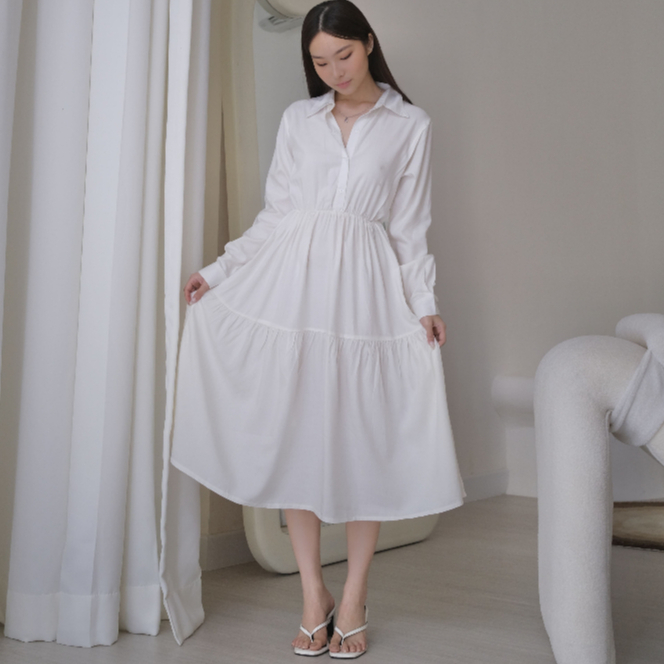 White cotton store casual dress