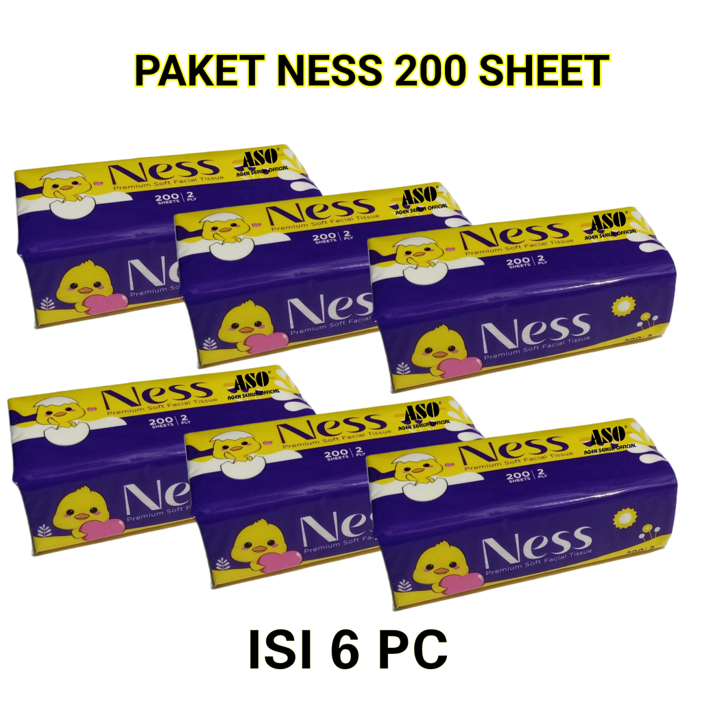 ( PAKET ISI 6 ) Tisu Tissue NESS 200 sheet 2ply facial tissue PROMO !!