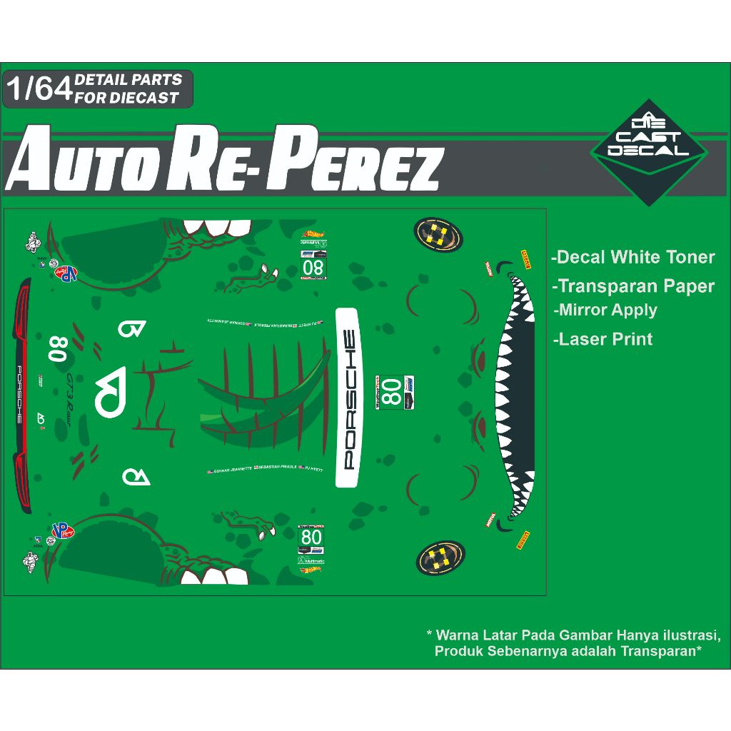 WHITE Toner] DECAL HOTWHEELS WHITE TONER AUTOREPEREZ RACING