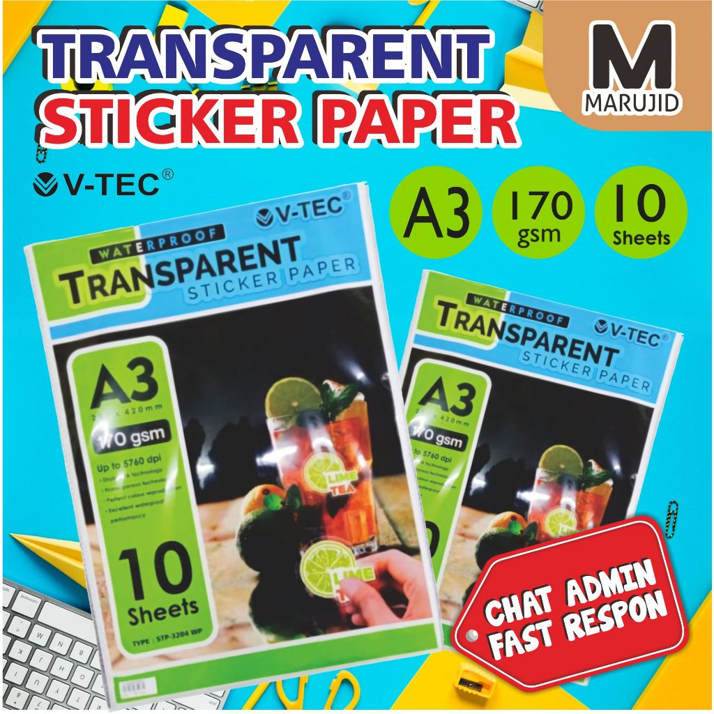 V tec transparent sticker paper photo paper transparent waterproof
