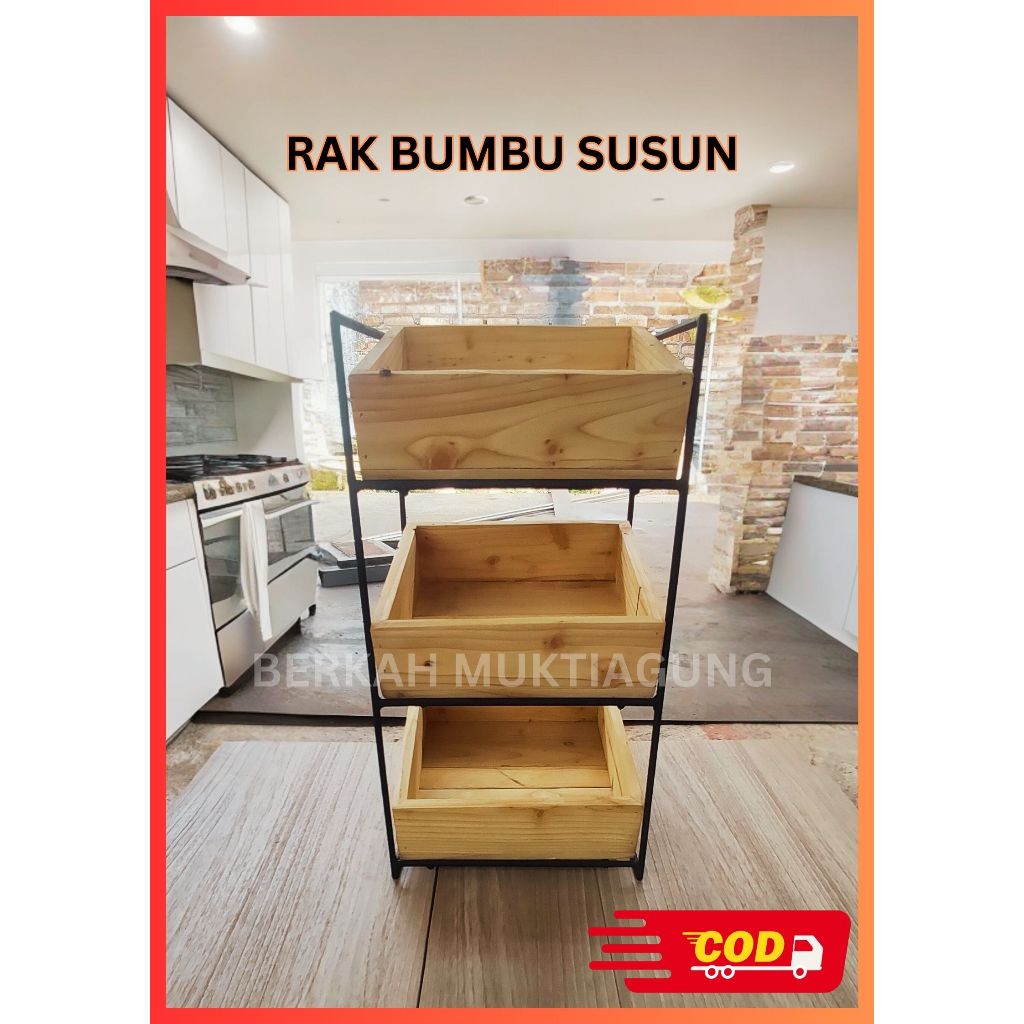 KAYU Onion Rack Container Kitchen Spice Container Stacking Model Iron ...