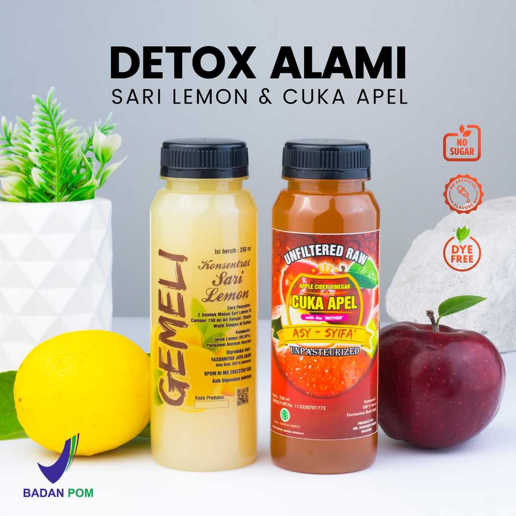 Paket Detox Sari Lemon California 250ml Cuka Apel Original 250ml With Mother