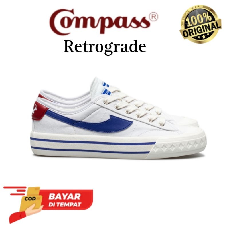 [100% Original] COMPASS RETROGRADE LOW WHITE BLUE Shoes | Shopee Singapore