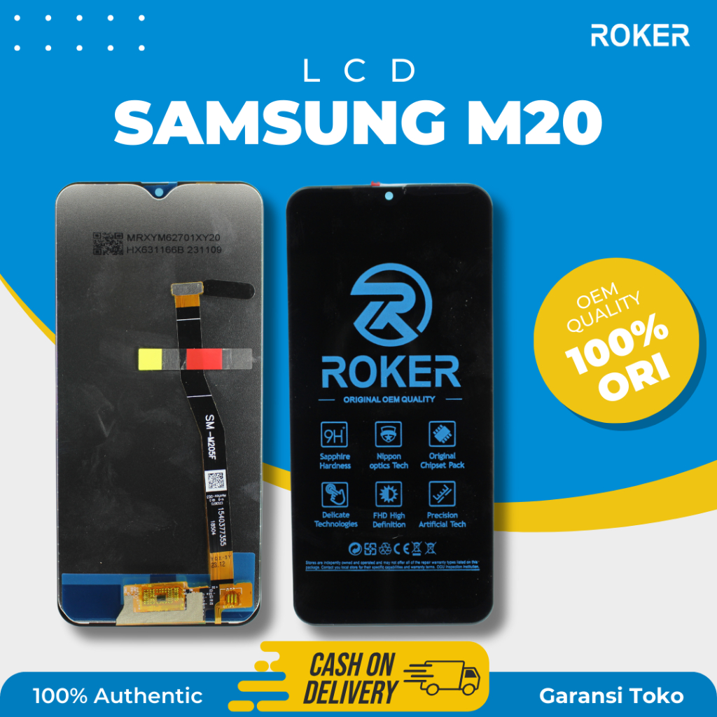 ROKER LCD TOUCHSCREEN SAMSUNG GALAXY M20 M205 M205F FULLSET ORIGINAL BY ROKER