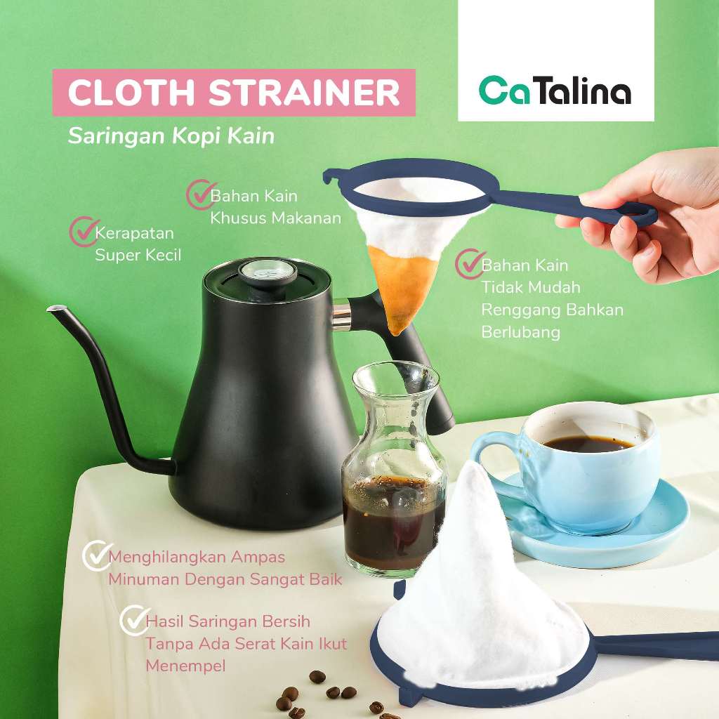 Saringan Kain Handle Plastik untuk Kopi Teh Susu Sari Kedelai Almond