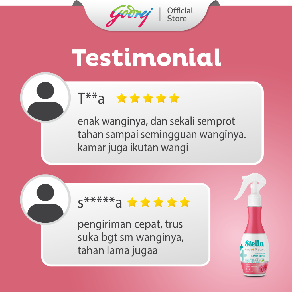 Stella Fabric Spray Pink Peony 200 + 45ml - Disinfektan Pengharum Kain - Gambar 4
