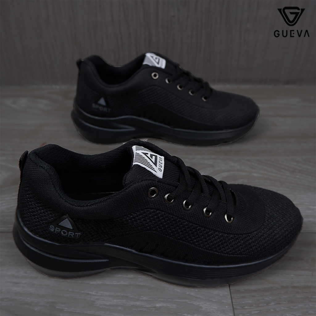 Gueva Sepatu Sekolah Hitam Polos New Sport SD SMP SMA SMK KULIAH Lari Hitam Jogging Running Murah - Gambar 4