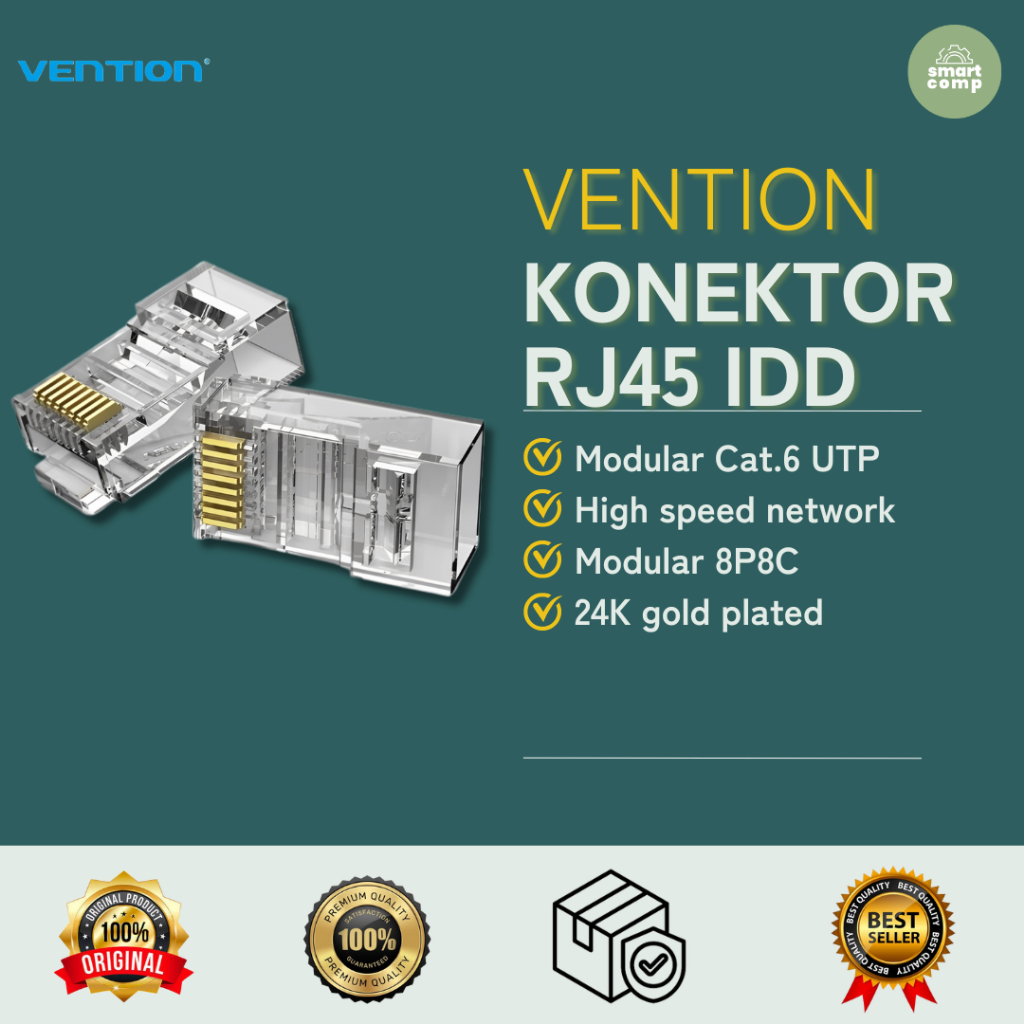 Vention Connector RJ45 Cat.6 UTP Modular Gigabit Jack Plug Connector ...