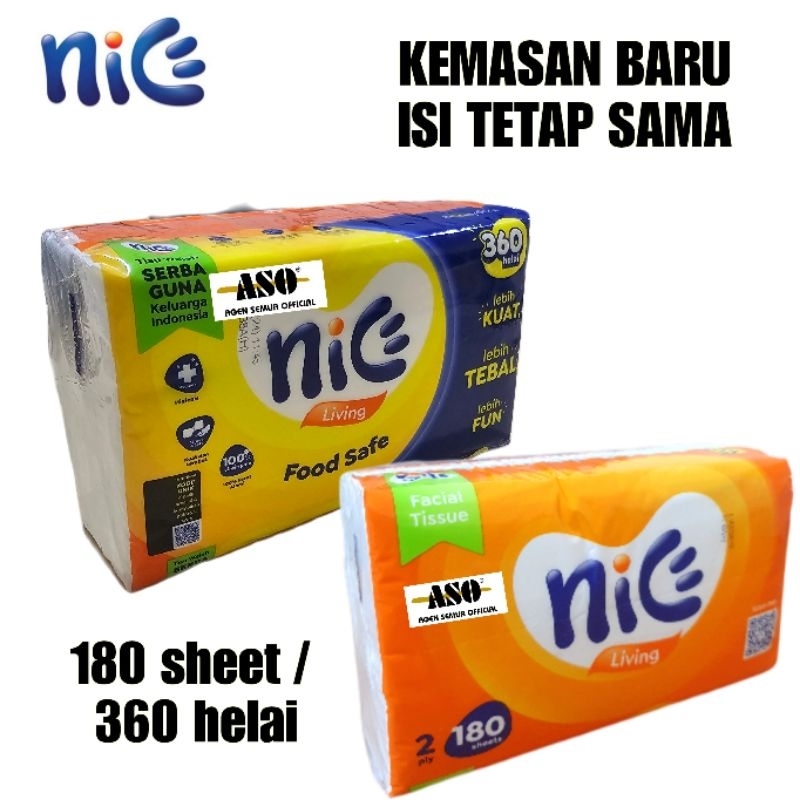 Tisu Tissue NICE 180 sheets Facial Tissue Nice 360 helai PROMO !!! - Gambar 3