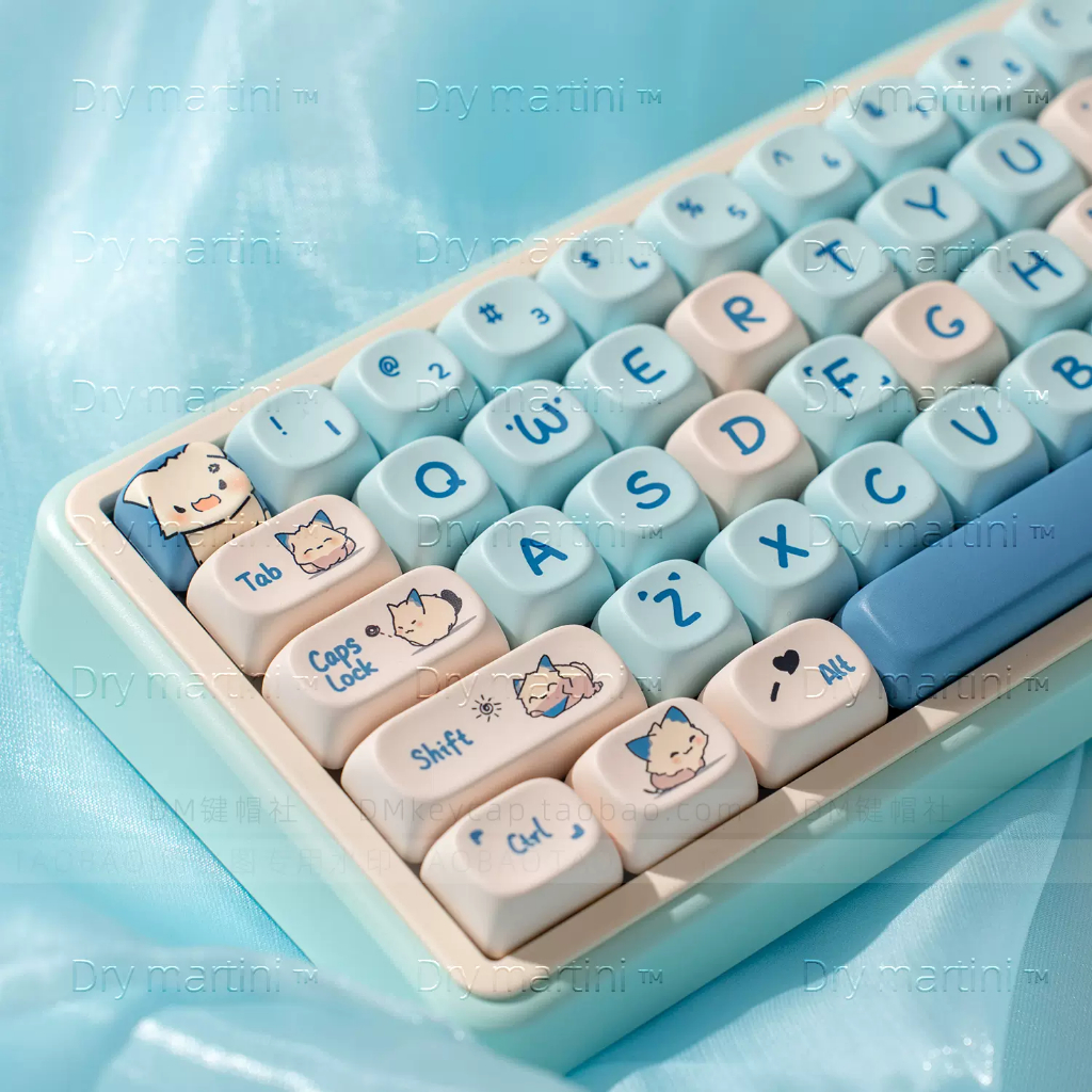 Bijou LUCY LC142 Cute Angry Cat Blue PBT 142 keys XDA Keycap Set ...