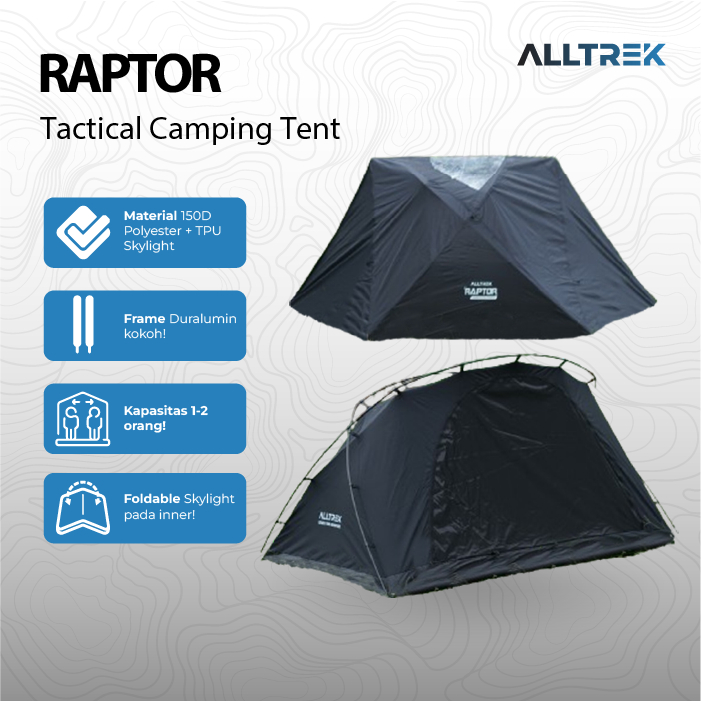TENDA ALLTREK RAPTOR Double Layer Kangaroo Tent 1-2 Person Camping Tent ...