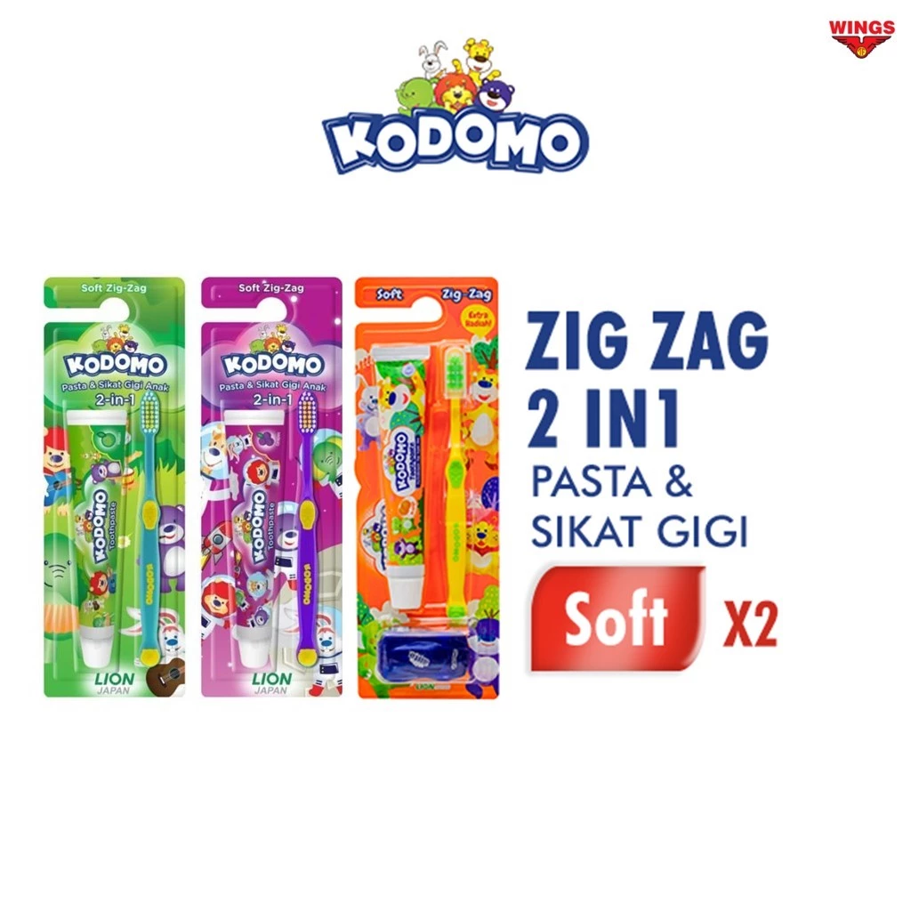 Kodomo Sikat Gigi Zigzag 2 In 1 x2 - Gambar 3