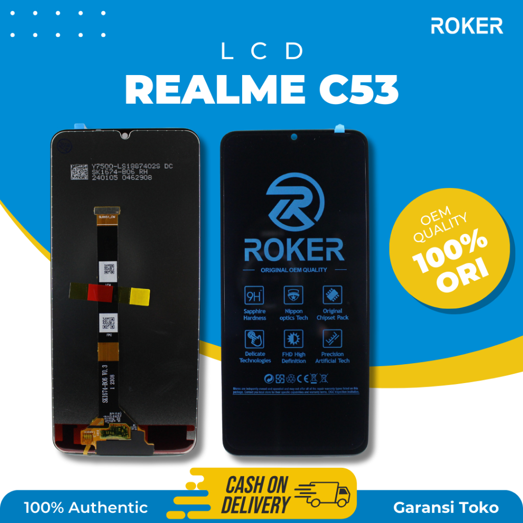 ROKER LCD TOUCHSCREEN REALME C53 / C51 / REALME NOTE 50 LCD TS FULLSET ORIGINAL BY ROKER