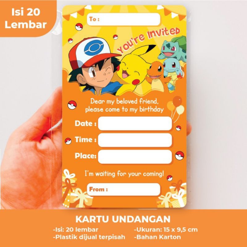 Pikachu POKEMON INVITATION Card BIRTHDAY 20th Contents HAPPY BIRTHDAY ...