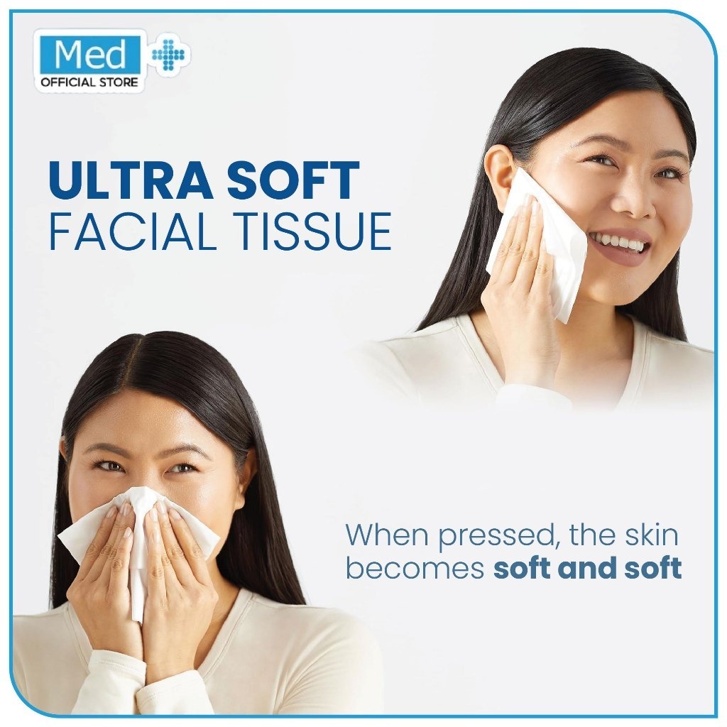 Med+ Soft Facial Tissue (180Sheets) - Tisu Wajah / Tisu Muka / Tissue Tanpa Pewangi / No Fragrance - Gambar 2
