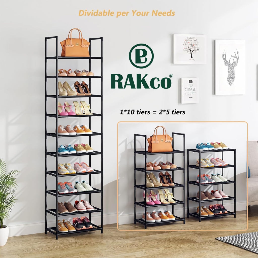 10-Tier Portable Shoe Rack / 10-Tier Multifunctional Shoe Organizer ...