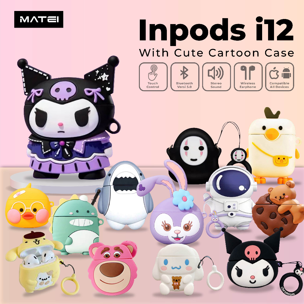 Matei Headset Bluetooth ii12 Earphone TWS i12 Earphone Wireless Headset Inpods Dengan Case Karakter