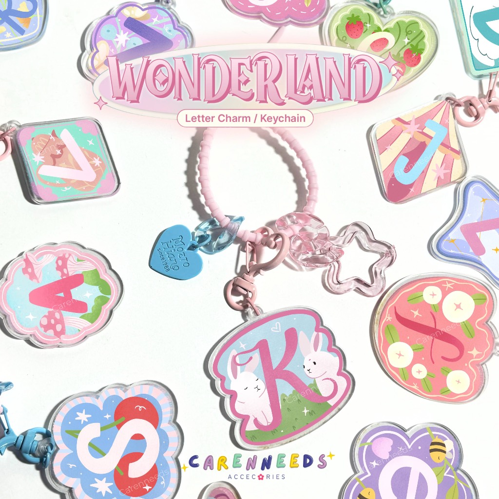 Wonderland Initials Charm By Carenneeds | Alphabet Keychain | Letter ...
