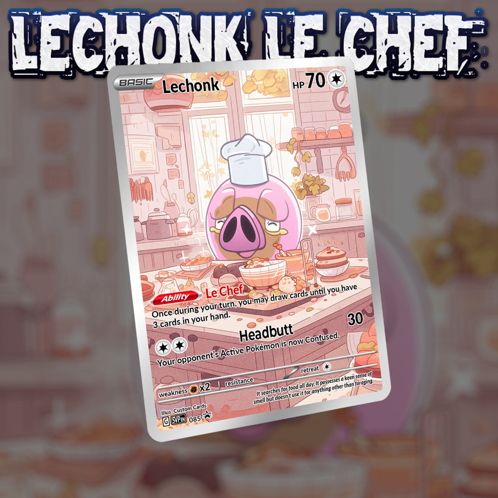 Pokemon TCG HOLOGRAM ENGLISH VERSION FULL ART CARD - LECHONK (LE CHEF ...