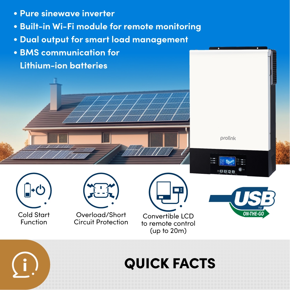 Prolink Off-Grid Storage Solar Inverter Haus MPPT III Twin - 6KW - Gambar 3