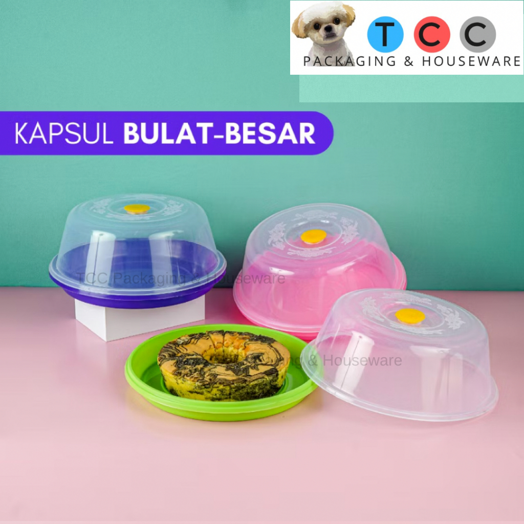 Large Round Capsule Bread Box (D=30cm) Multipurpose Plastic Sponge Cake ...