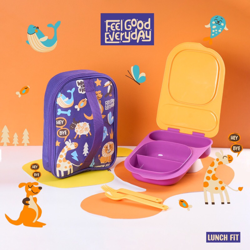 Lunch Fit Box Kano set 4 PCS | Children's Lunch Box Bag | Children's ...