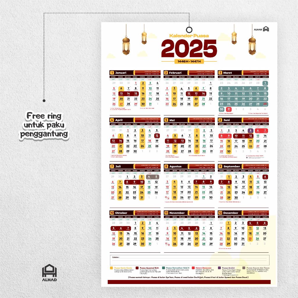 Fasting Calendar 2025 I Complete I Size A3+ I A04 Shopee Singapore