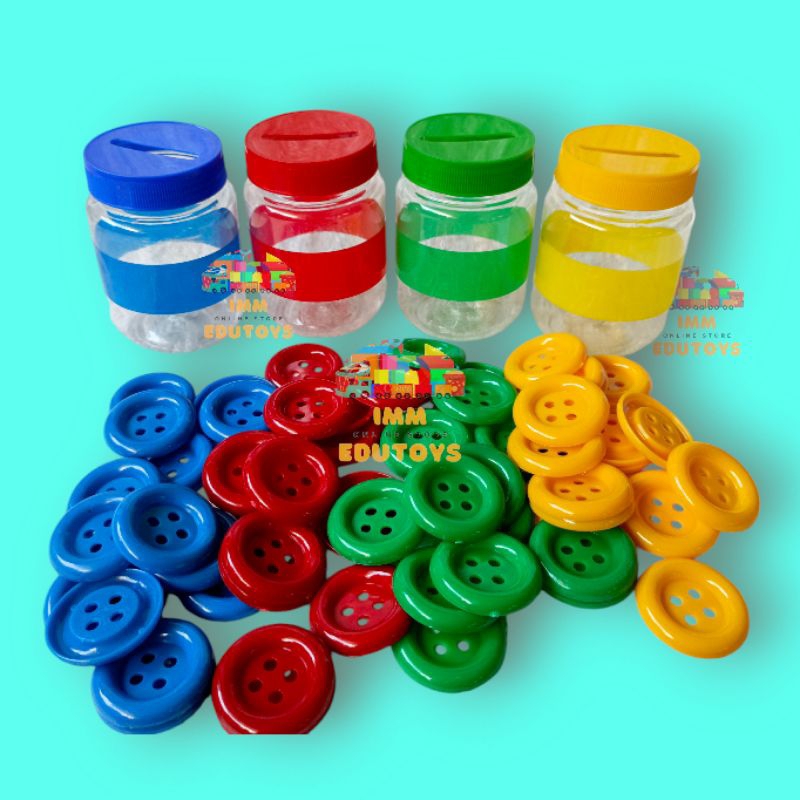 Montessori Toys 4-Color button Sorting Package Busy Jar / Bottle 60pcs ...