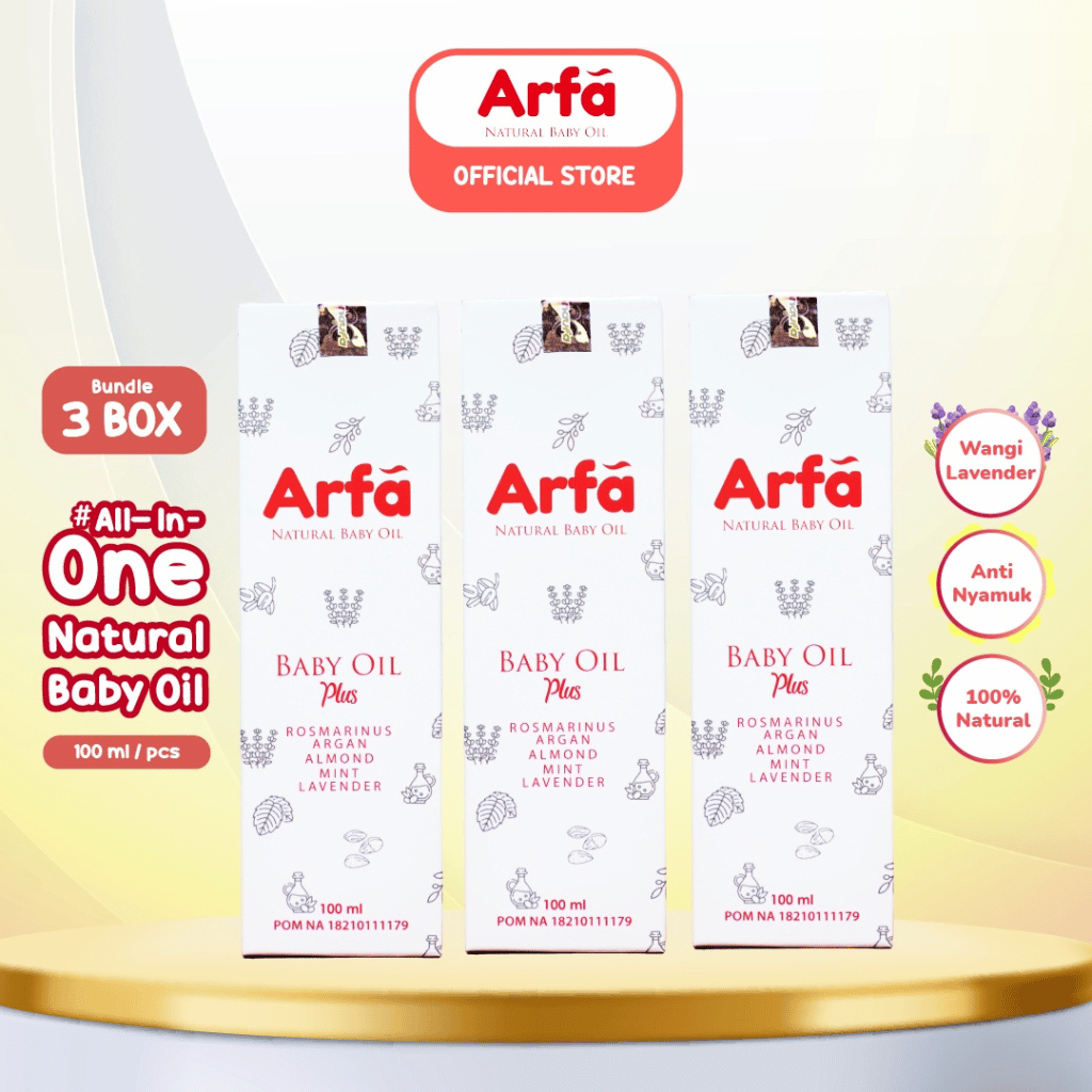 Arfa Baby Oil - Minyak Telon Alami Bayi & Anak - 3 Botol