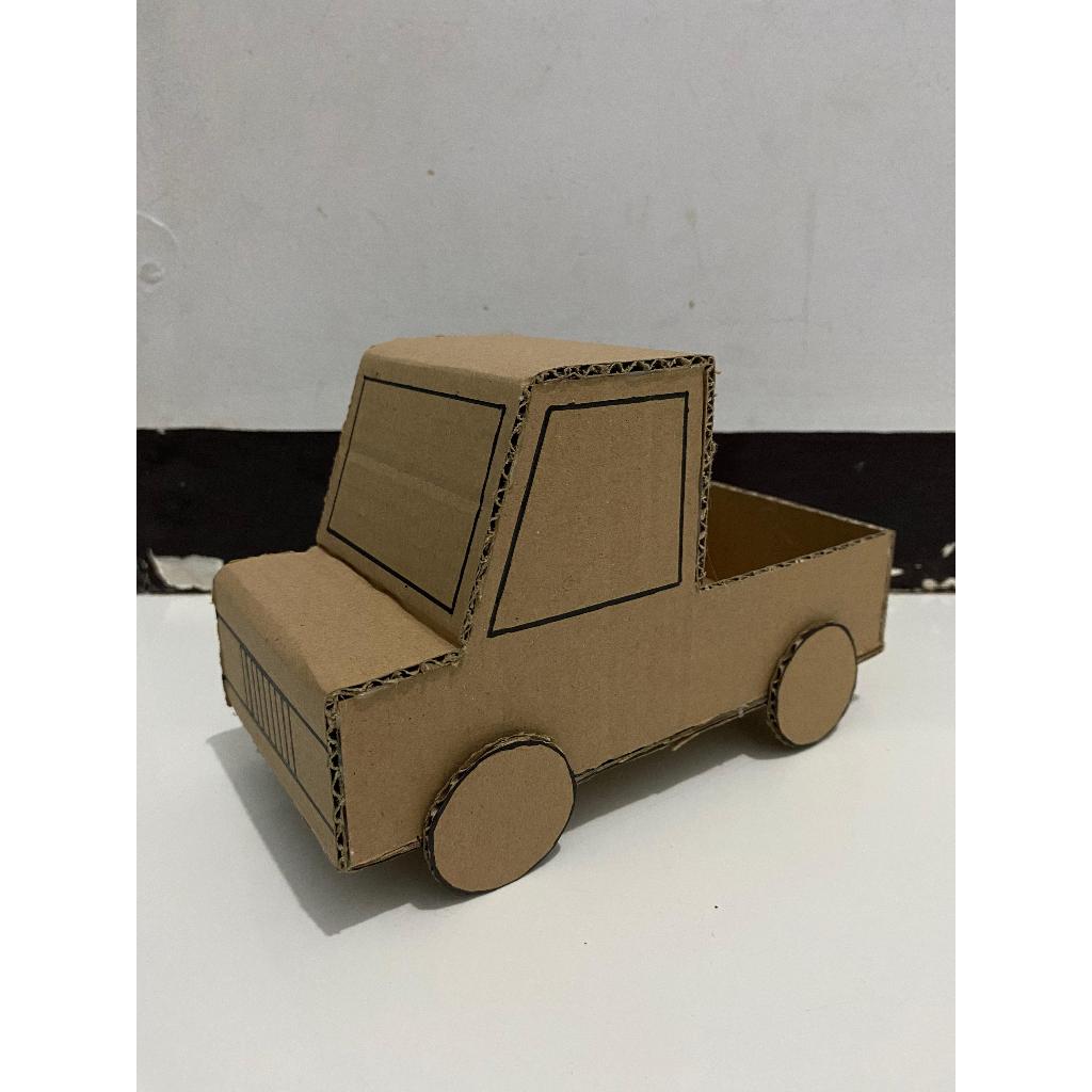Sbdp Cardboard Pick Up Car Creation - Handicrafts from Cardboard ...