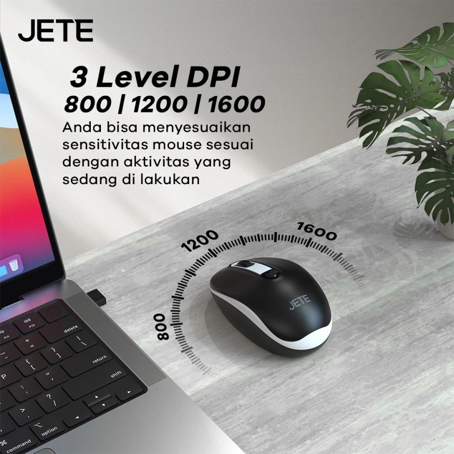 JETE Mouse Wireless MS101 with 3 Level DPI - Garansi 2 Tahun - Gambar 3