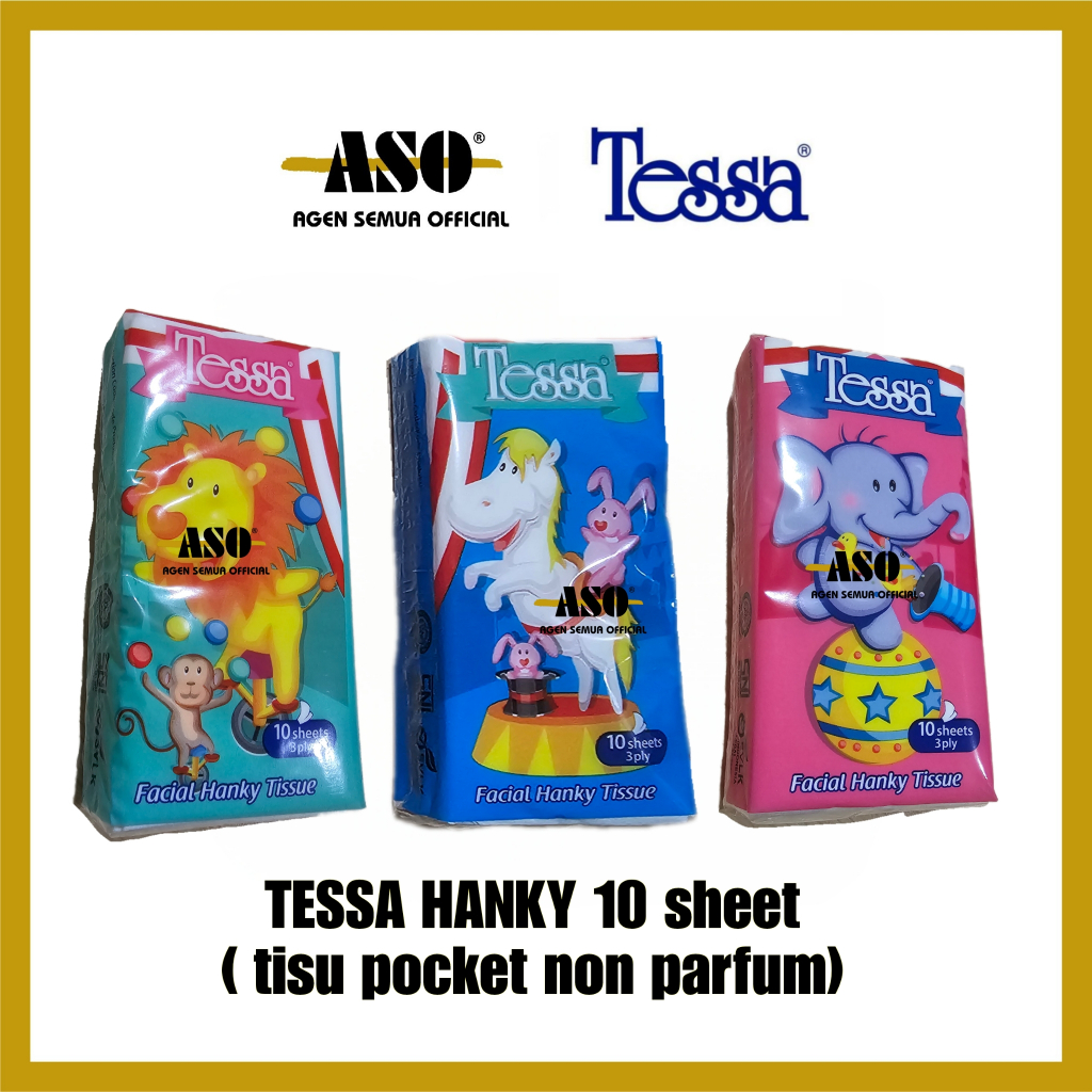 Tisu Tissue TESSA Hanky 10's Tisu Saku Tessa Hanky Pocket Facial Tissue Wajah 3ply NON PARFUM ( ISI 6) PROMO !!! - Gambar 3