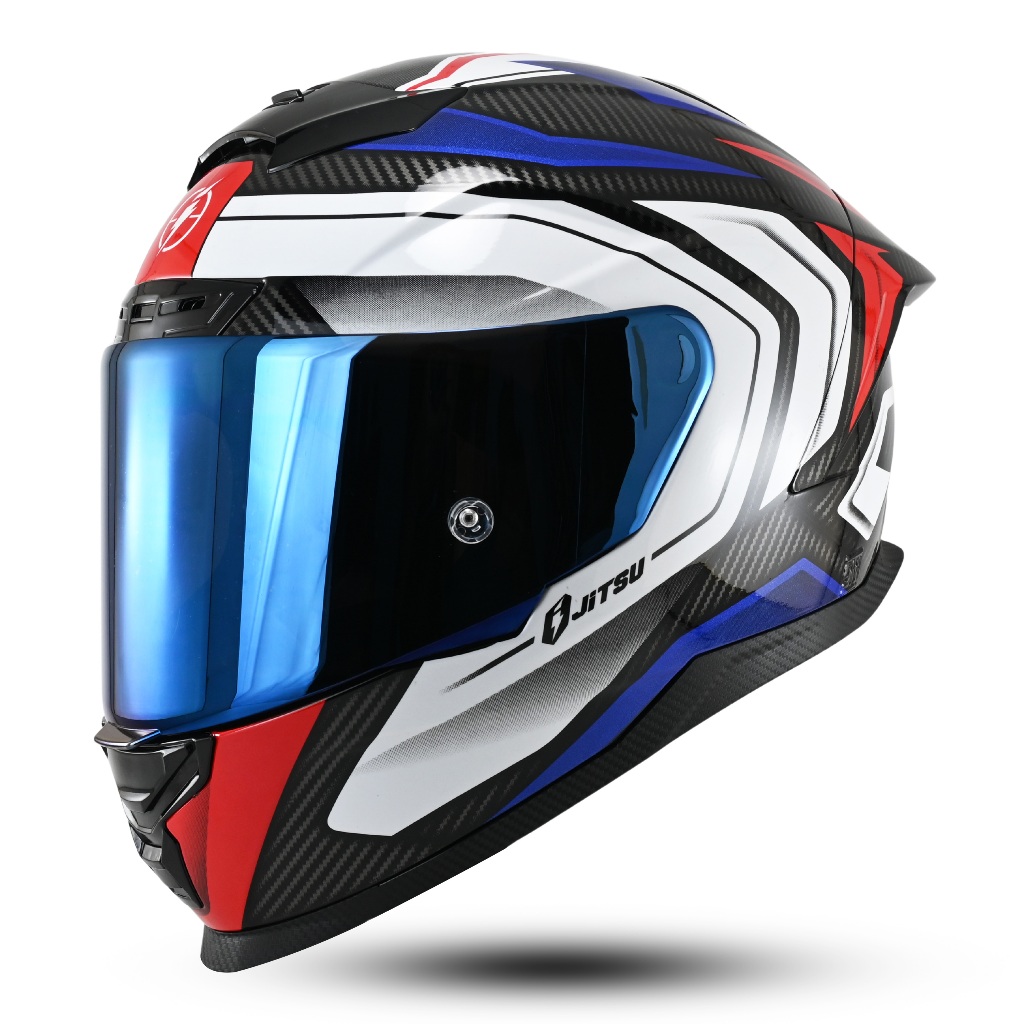 JITSU AIR 1 Helm Full Face Terbaru Motif Robotic 4.0 SNI Flat Visor Silver Blue - Gambar 3