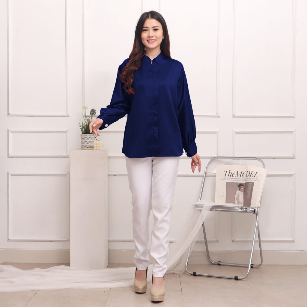 Binx Fashionholic Blouse Debora/blouse Atasan Wanita satin - Gambar 4